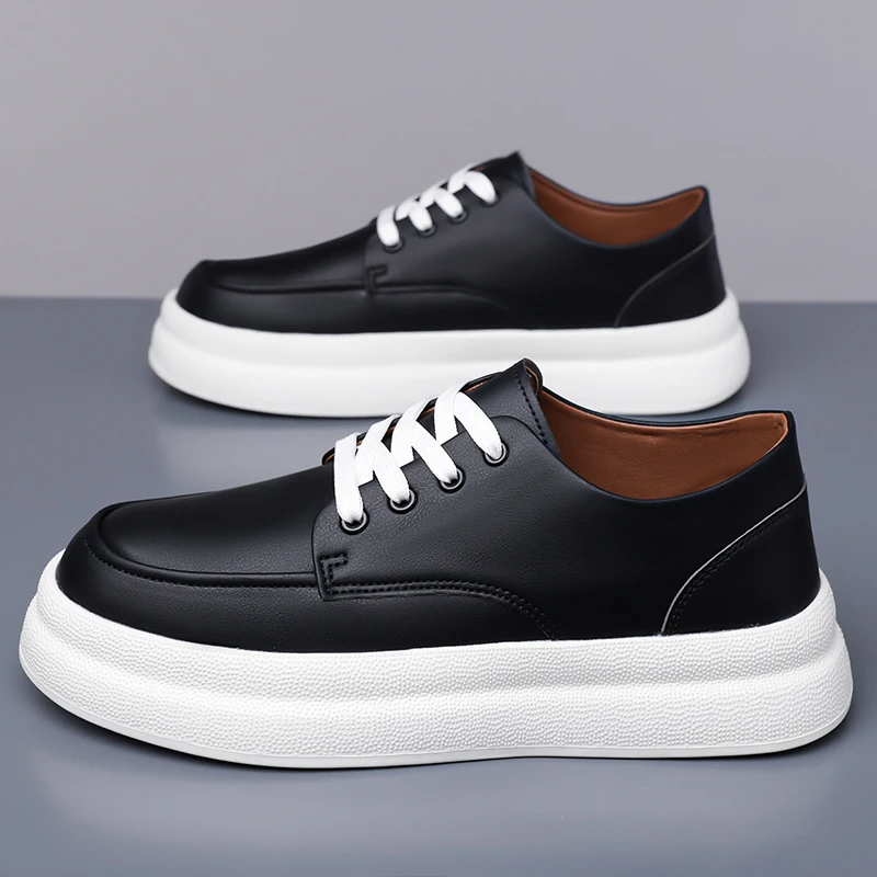 

Men's Breathable Lace-Up Walking Shoes Lightweight Outdoor Sneakers Non-Slip Comfortable Casual Sports Shoes Thick Bottom Flats