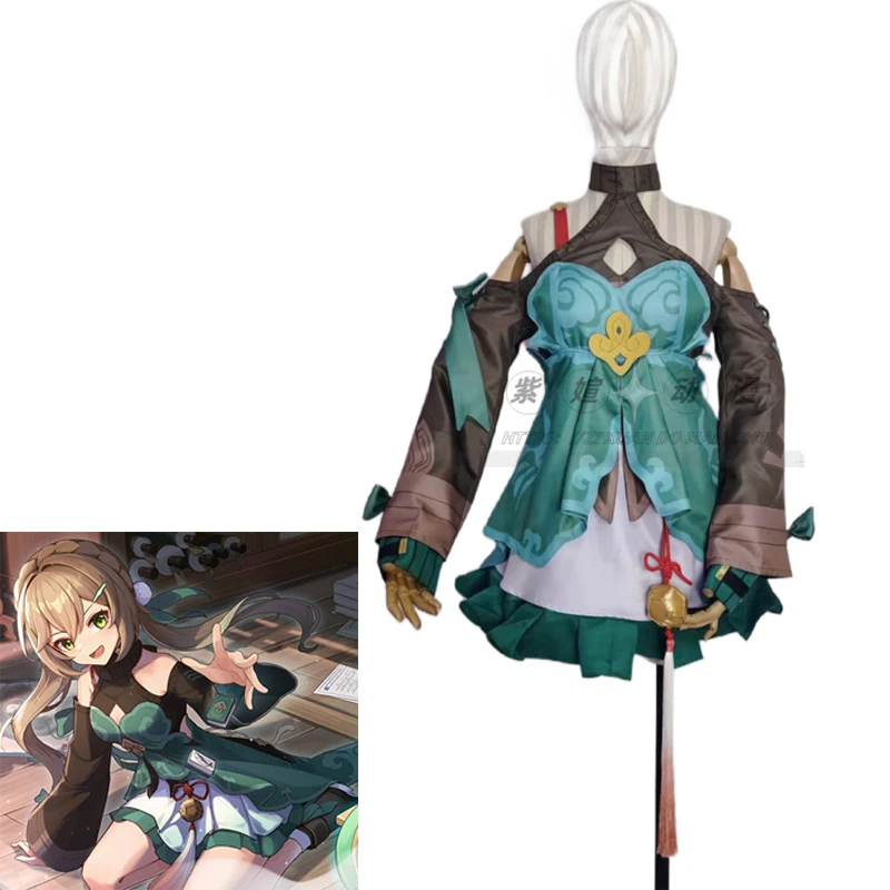 

COSLEE [Costumized] Honkai:Star Rail Qingque Cosplay Costume Lovely Game Suit Uniform Dress Halloween Carnival Party Outfit