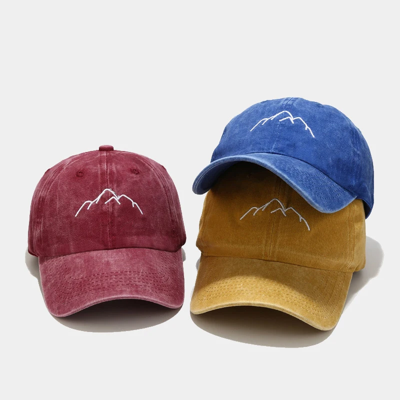 Mountain Range Embroidery Mens Womens Baseball Caps Adjustable Snapback Hip Hop Caps Outdoor Hiking Hat for Sports Gorras