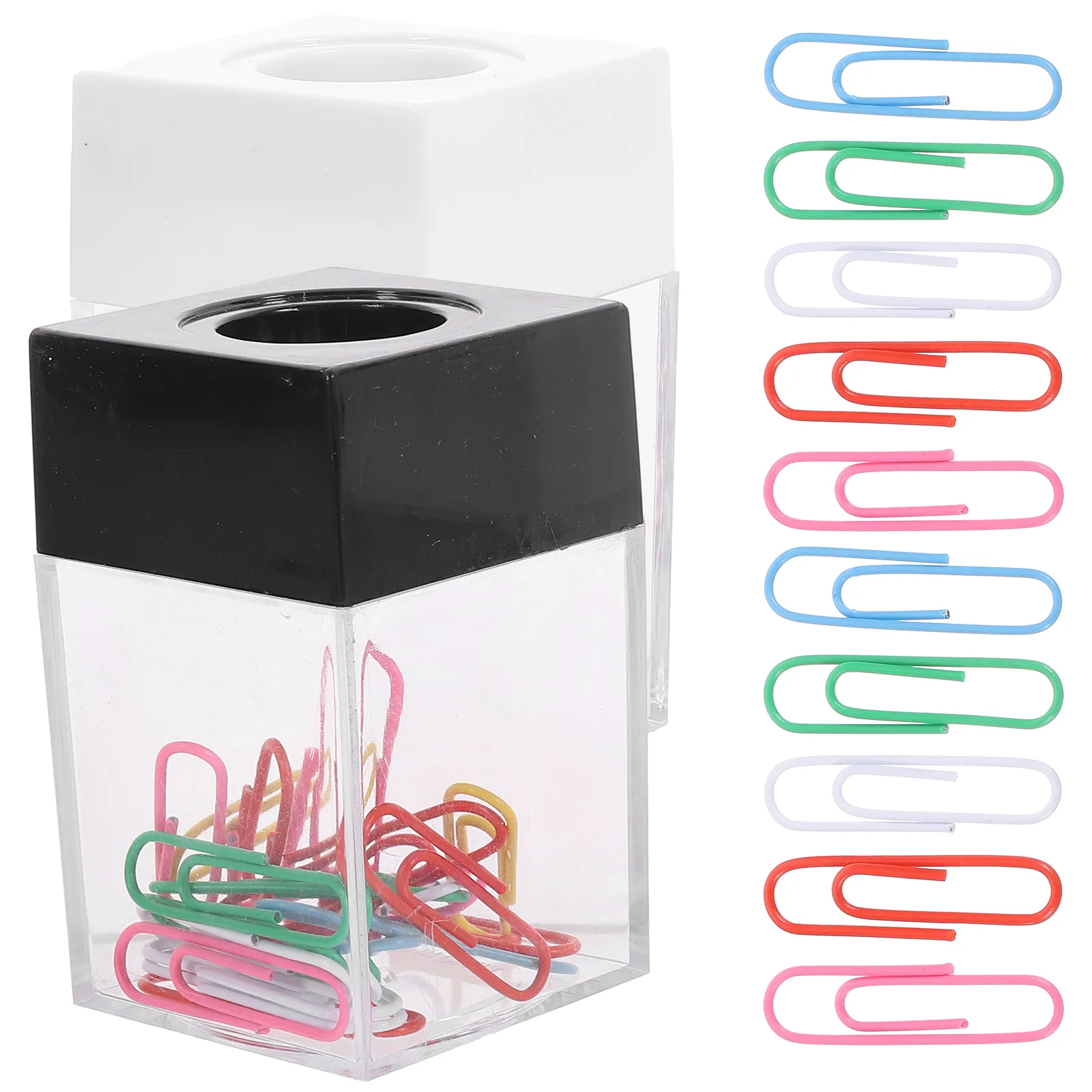 

2pcs Magnetic Paperclip Bucket Holder Pink Purple Desk Office Supplies Transparent Storage Box for Clips Pins