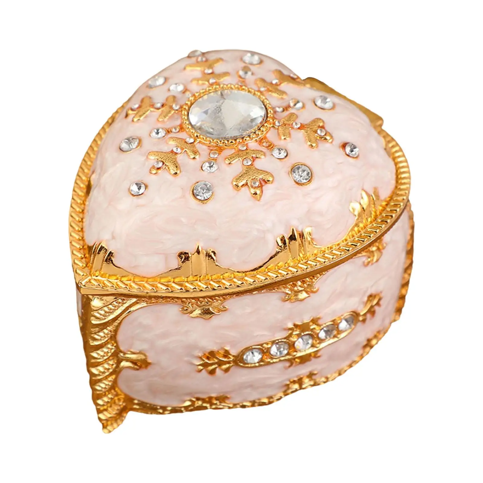 Rings Display Portable Earrings Container Holder Unique Classic Jewelry Box With Heart Shape Made Of Zinc Alloy