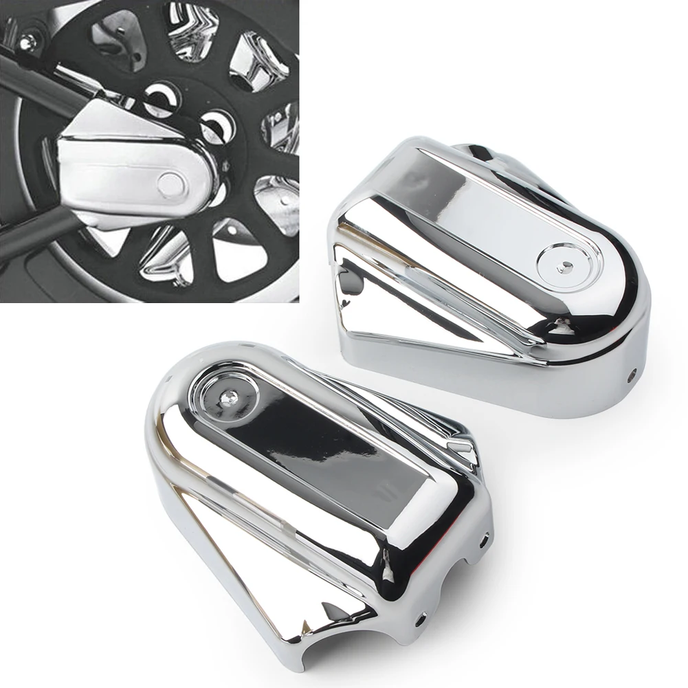 2Pcs Chrome/Black Motorbike Bar Shield Rear Axle Cover Swingarm Cap w/ Kits ABS Plastic For Harley Softail FLSTC FLSTN 2008-up
