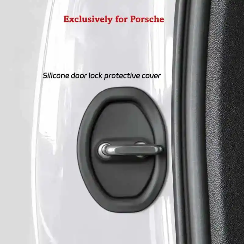 4Pcs Door Lock Cover Silence Damper Latch Protector for Porsche Macan Cayenne 718 Panamera 911 Taycan Car Door Sound Deadener