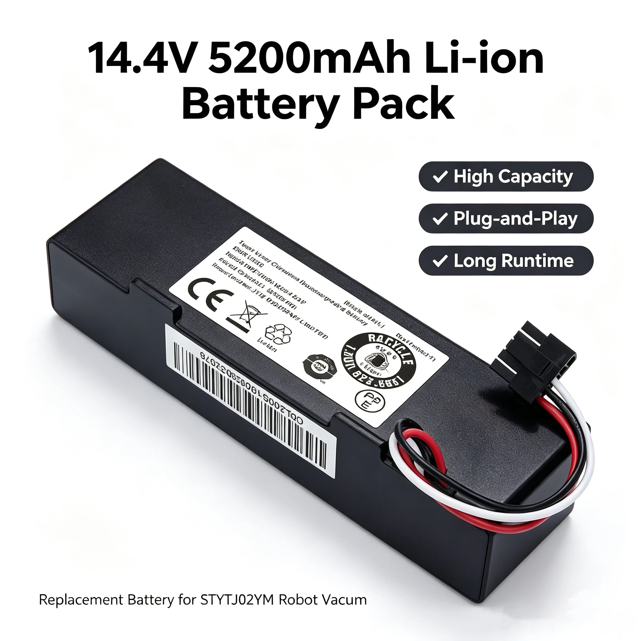 14.4V Li-ion Replacement Battery For Mijia STYTJ02YM Robot Vacuum Mop P 2S Sweeper Battery Pack