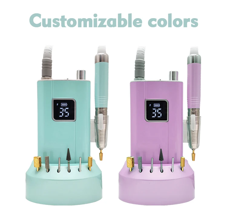 Professional Rechargeable Grinder Tools with 6 Bits LED Display 35000RPM Brushless Portable Electric Nail File Drill