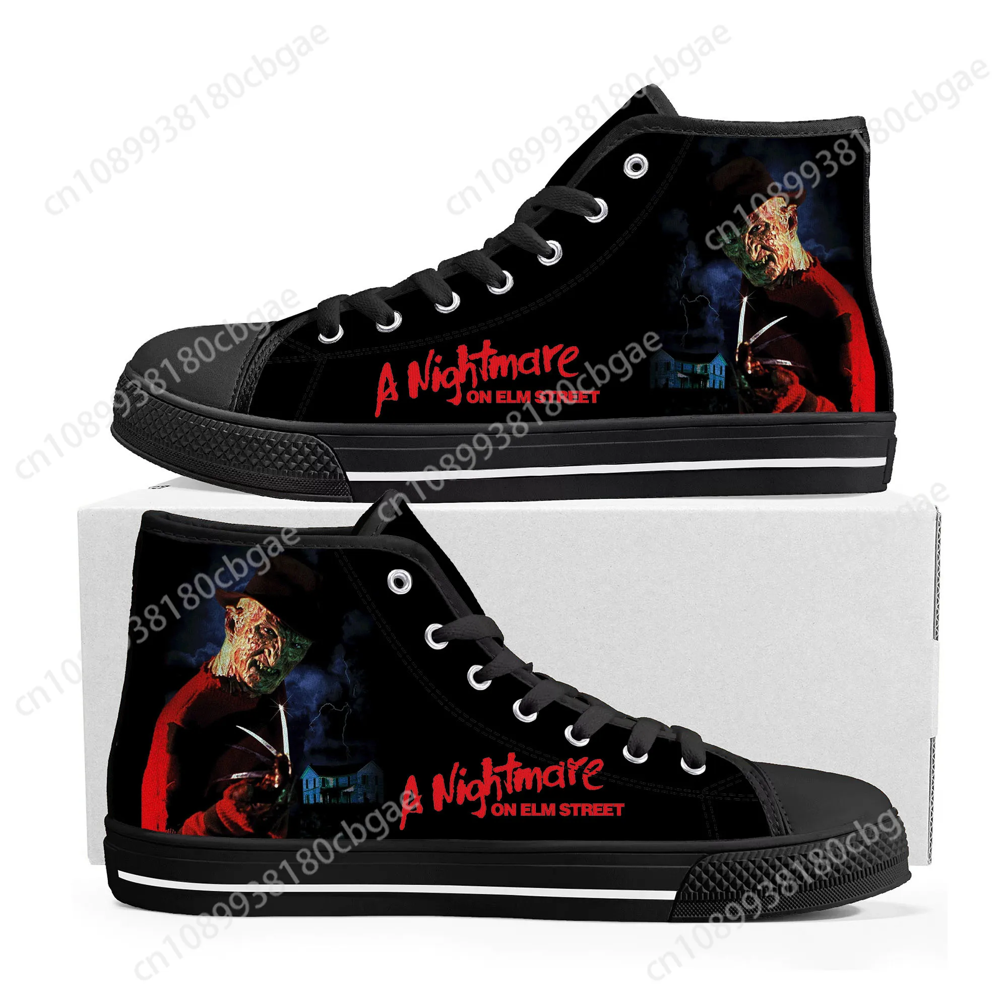 Kruegers Street Horror Elm Scary Nightmare Freddy High Top Sneakers Mens Womens Teenager Canvas Sneaker coupleCustom Made Shoes