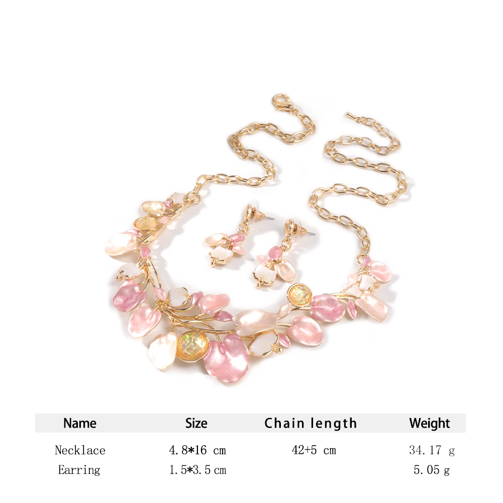 Cring Coco Choker Enamel Leaf Necklace Trendy 2022 Birthday Gift Pink Color Plant Chain Necklaces for Women Summer Holiday Party