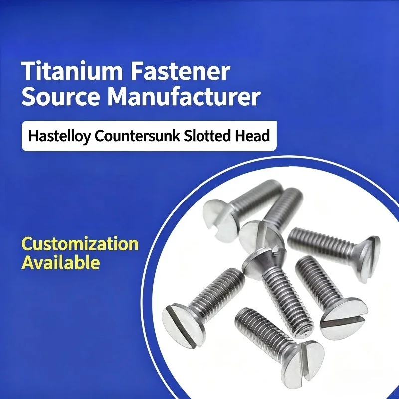 Hastelloy C276 Slotted Countersunk Head Screw DIN963 UNS N10276 Acid Alkali Resistant Nickel Alloy Fastener
