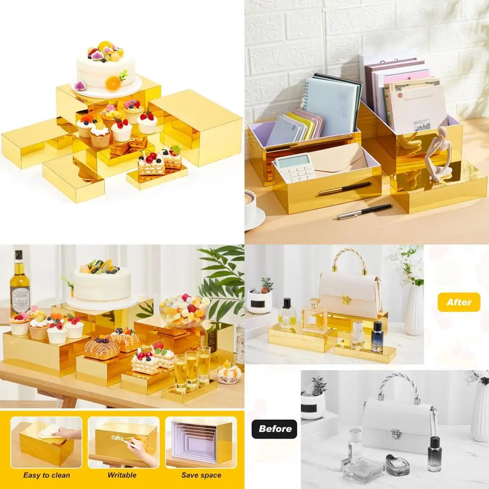 

Leinuosen 6-Piece Large Buffet Risers for 7-12 Inch Dessert Tables, Food Decorative Stands with Hollow Bottom for Catering