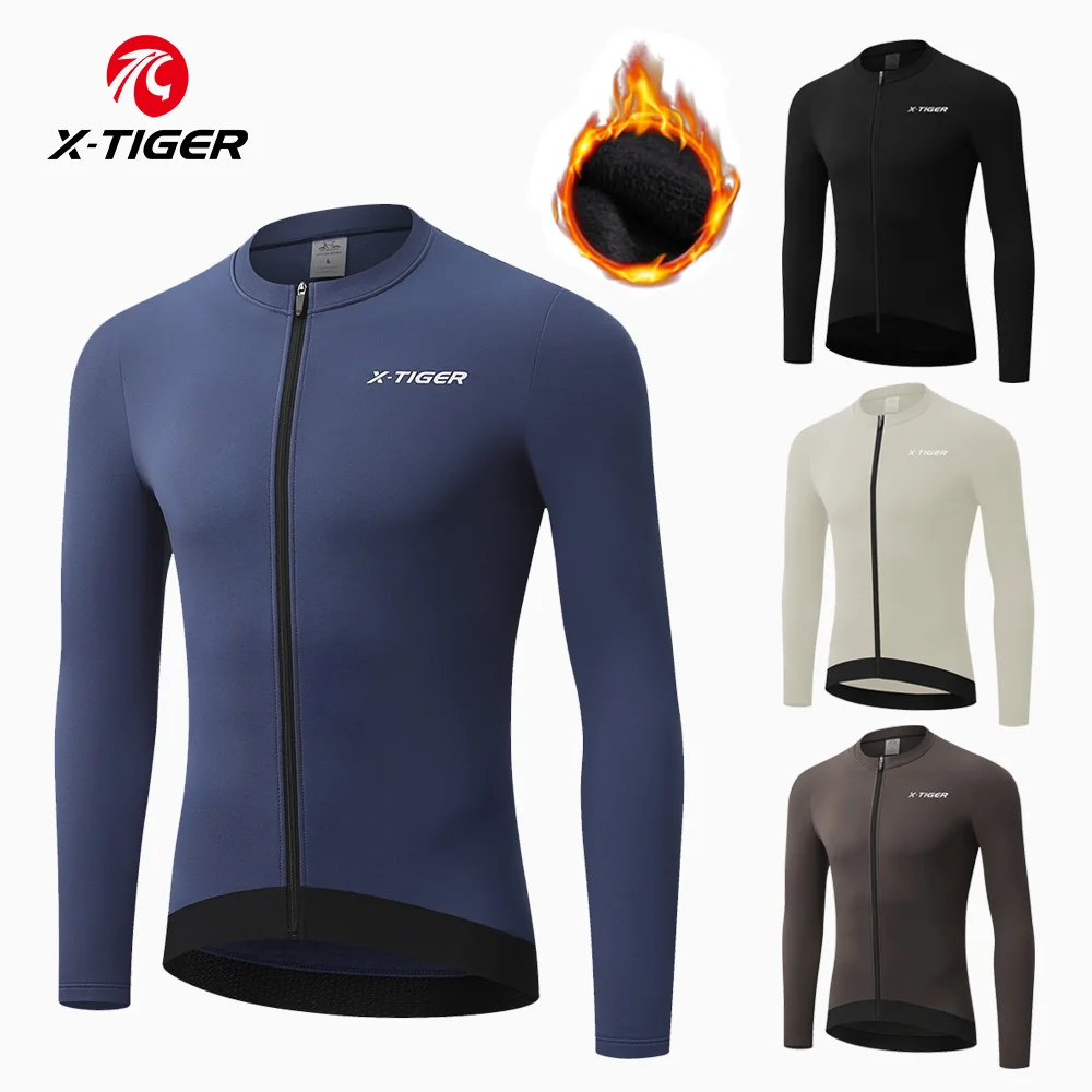 

X-TIGER Winter Men's Long Sleeve Slim Fit Fleece Warm Sports Jacket Quick-Drying Sportswear Outdoor Running Cycling Jacket