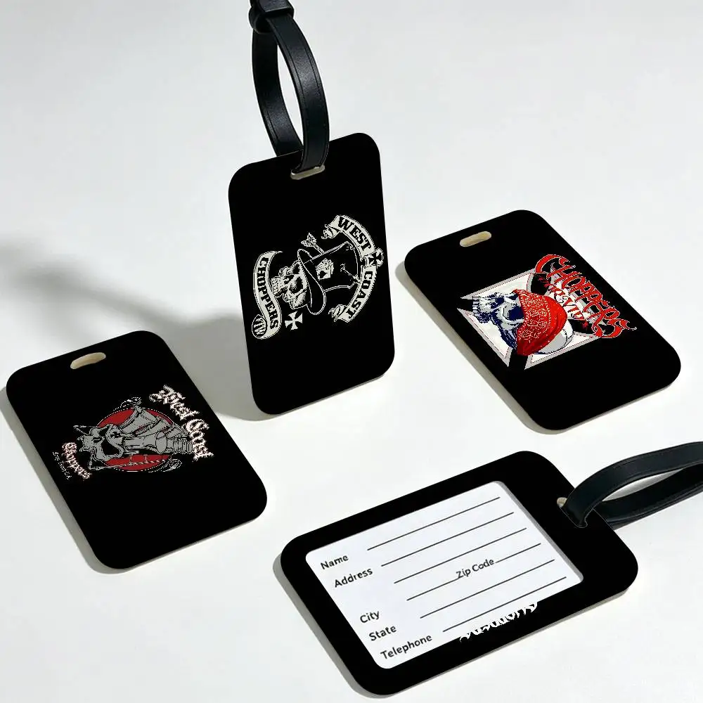 W-West C-Coppers Biker PVC Baggage Identification Tag Anti lost Information Card Holder Travel Suitcase Name Tag