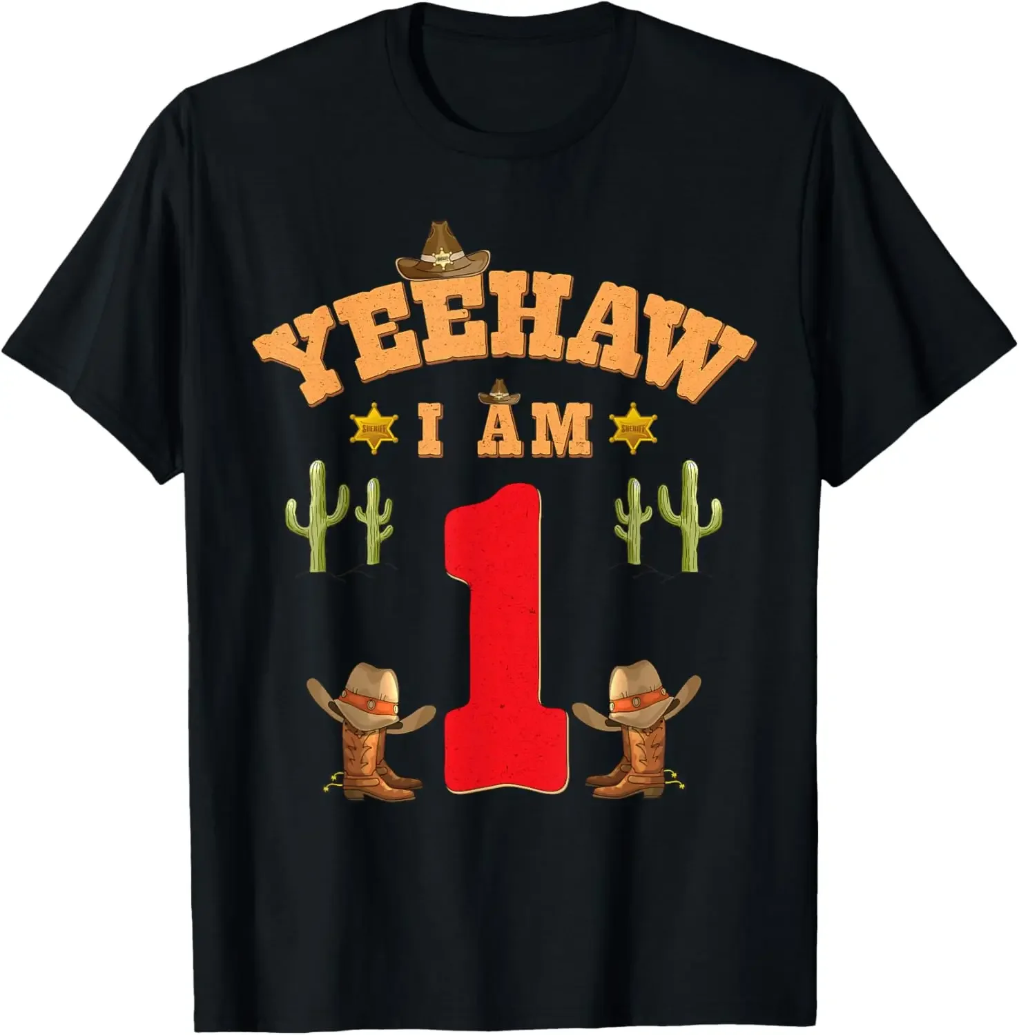 1st Birthday Boys Cowboy Yeehaw Im 1 Toddler First Birthday T-Shirt