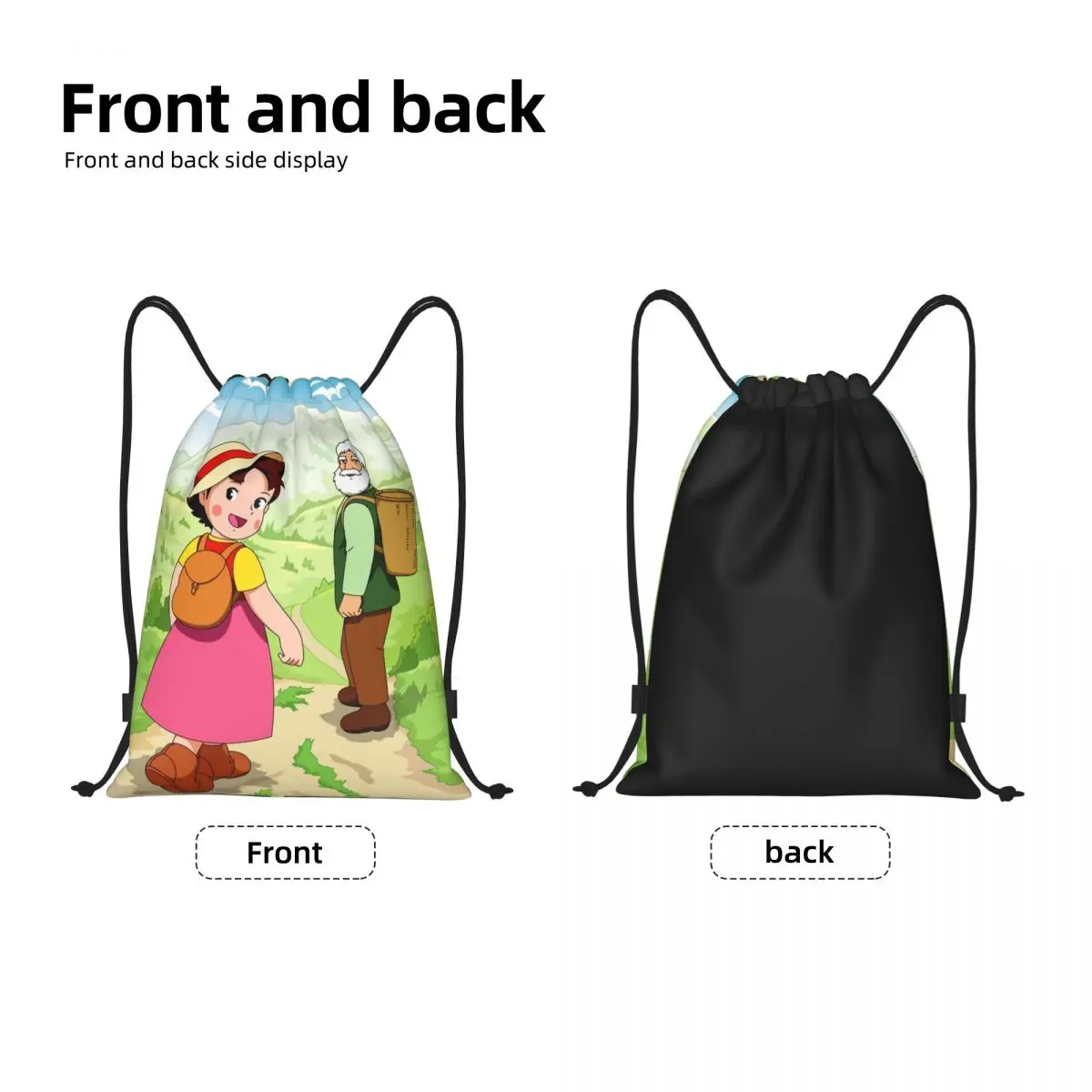 Anime Heidi Girl Of The Alps Drawstring Backpack Bags Men Women Lightweight Heidi Peter Grandpa Gym Sports Sackpack Sacks