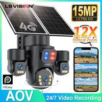 LS VISION AOV 3-Screens Solar Camera 12X Optical Zoom Outdoor 4G 24/7 Video Recording CCTV Cameras Solar Powered Battery PTZ Len