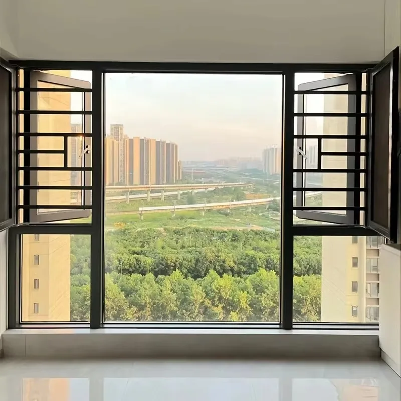 High-quality custom double-layer glass hurricane-proof aluminum frame vertical sliding window outdoor single and double windows