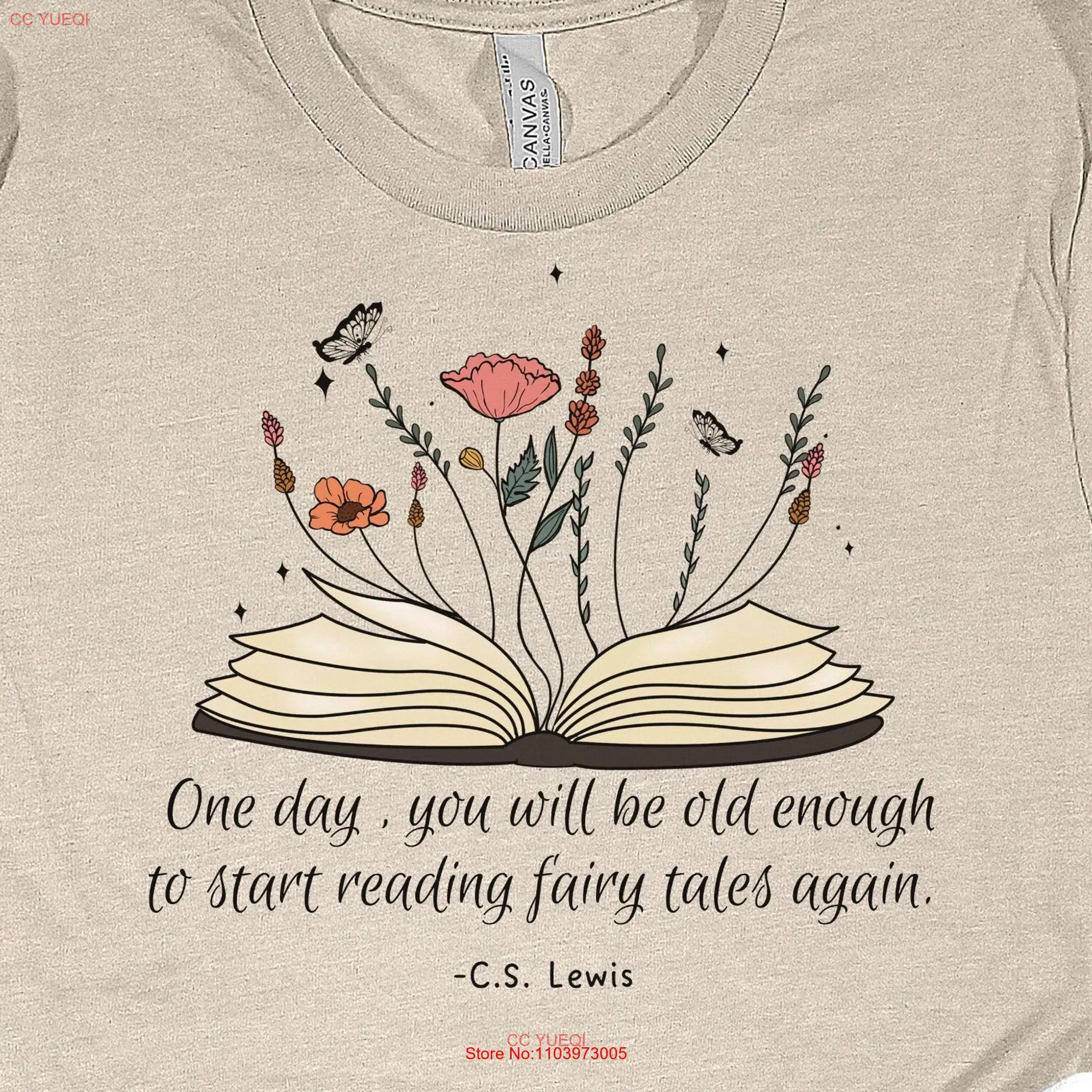 CS Lewis Quote T Shirt Start Reading Fairy Tales Again Chronicles of Narnia Aslan Lion Witch Wardrobe C S Crew Neck S35B 2