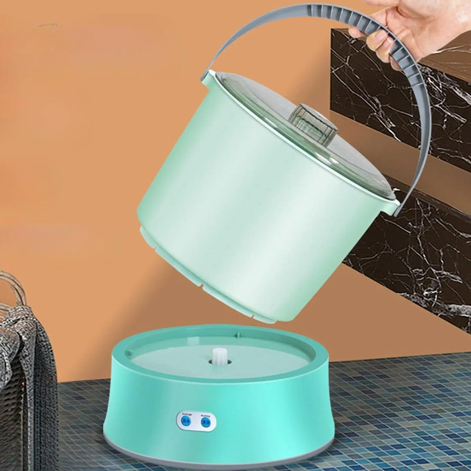 غسالة غسيل صغيرة 8 لتر، دلو غسيل صغير عملي وخفيف الوزن، غسالة صغيرة مدمجة لجوارب السفر