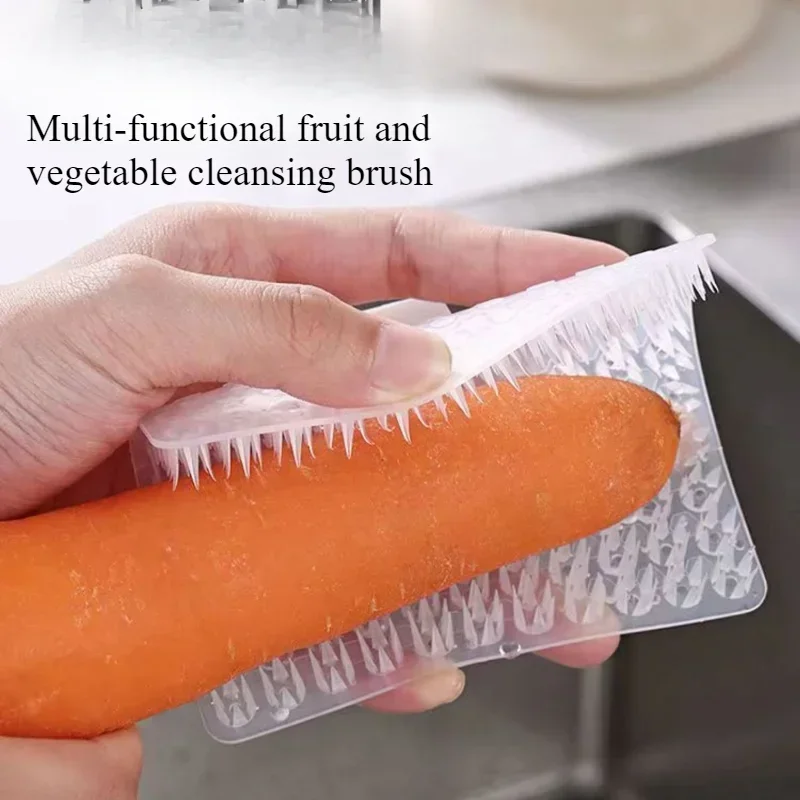 Fruit Vegetable Cleaning Brush Food-grade Silicone Potato Carrot Cleaner Brushes Kitchen Dish Scrubber Cleaning Tools Gadgets