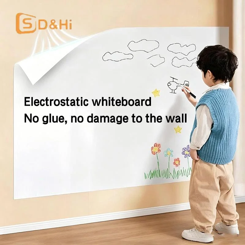New Electrostatic Whiteboard Sticker Reusable PP Teaching Graffiti Drawing Board Removable Household Erasable Whiteboard