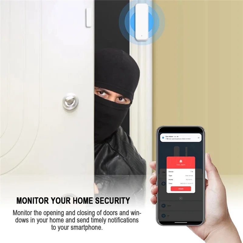 SQPP-Tuya Wifi Sensore per porte e finestre Rilevatore porta Smart Home Sistema di allarme porta aperta/chiusa