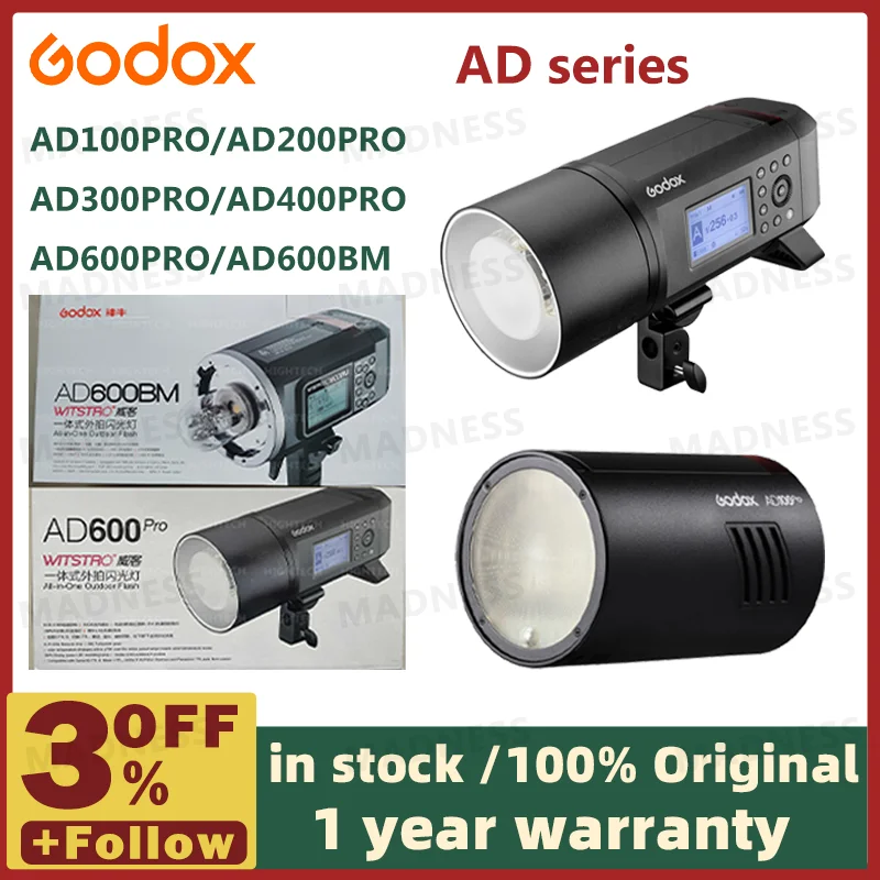 GODOX AD series AD600PRO AD400PRO AD300PRO AD200PRO AD100PRO AD1200PRO WITSTRO All-in-One Outdoor Flash Li-on Battery TTL HSS