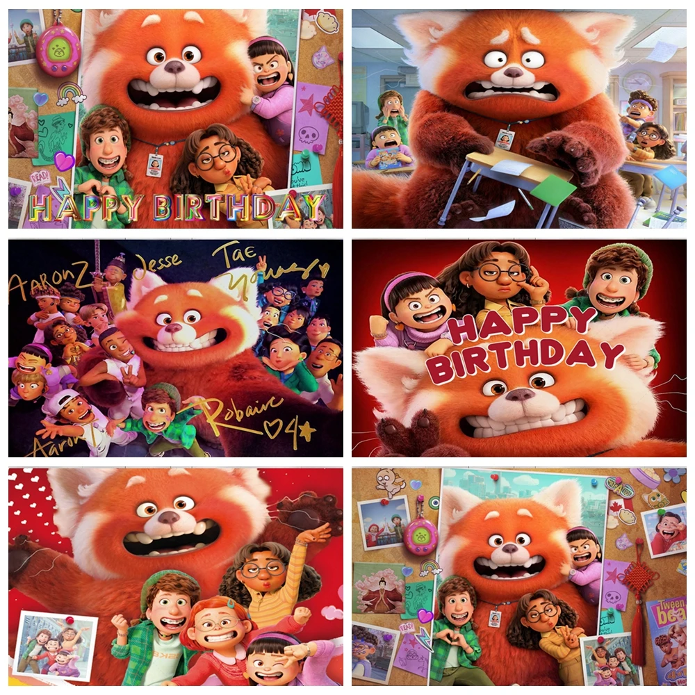 

Disney Turning Red Panda Theme Cake Table Background Children's Birthday Party Wall Decor Baby Shower Photography Backdrops