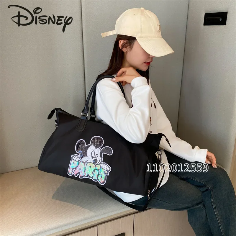 Imagem -04 - Mala de Viagem Portátil Disney-mickey para Mulheres Grande Capacidade Impermeável Multifuncional Fitness Bolsa dos Desenhos Animados Nova