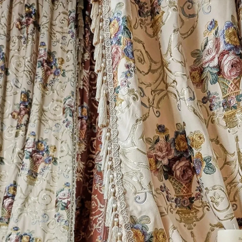 

Вилла Дворцовый Стиль Высокий Нестандартный Размер Роскошные Французские Конец Европейские Бархатные Шторы для Спальни Вышивка Американские Ретро Шторы Пряжа