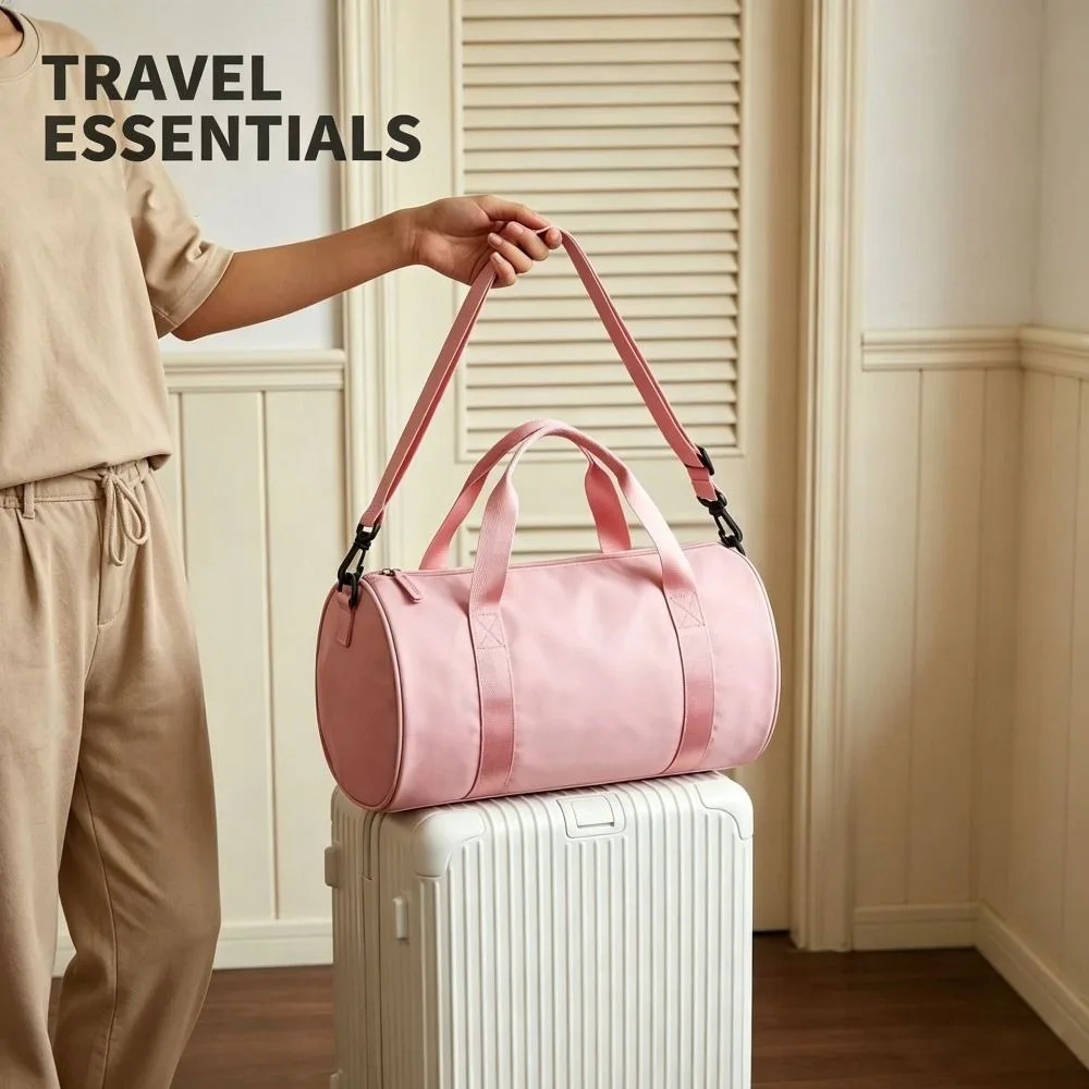 

Large Capacity Gym Bag for Women Solid Color Water-resistant Travel Duffle Bag with Adjustable Strap Lightweight Shoulder Bags