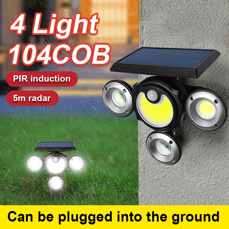 

Солнечный светодиодный светильник 5000000 лм для улицы с датчиком движения, настенный светильник, лампа для газона, IP65 водонепроницаемый, для сада и улицы, прожектор, освещение 200 м²