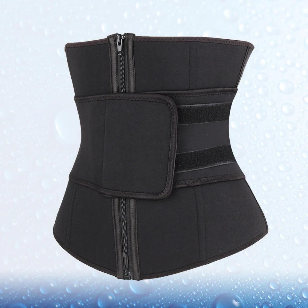 

Резиновый корсет, пояс для похудения, женское корректирующее белье на молнии, размер S, черный эластичный дышащий тренажер для талии, спортивный сжигающий жир