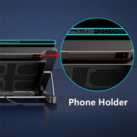Solid Laptop Cooling Pad Laptop Cooler With 6 Quiet Fans 7 Height & Wind Speed Adjustable 2 USB Port & Phone Holder