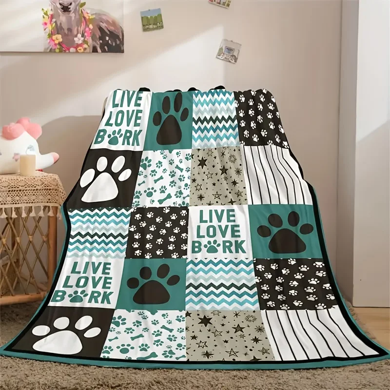Dog Scratch Bone Print Cover Blanket, Flannel Soft Warm Plush Lightweight Blanket for Men And Women, Pets, Suitable for Beds, Sofas, Chairs, Outdoor Pet Decoration
