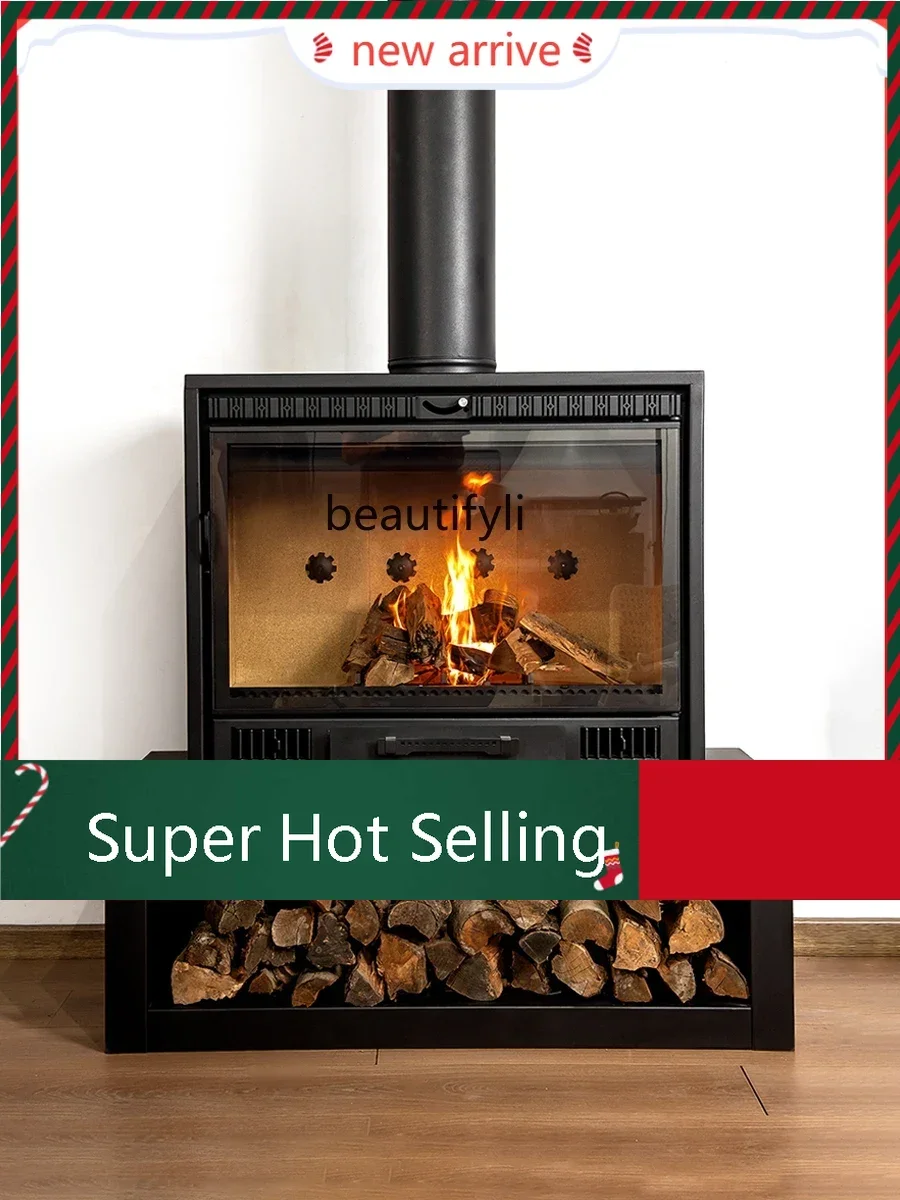 

S132 European-Style Real Fire Fireplace Wood Burning Household Indoor Firewood Villa B & B Living Room Decoration Steel Plate H