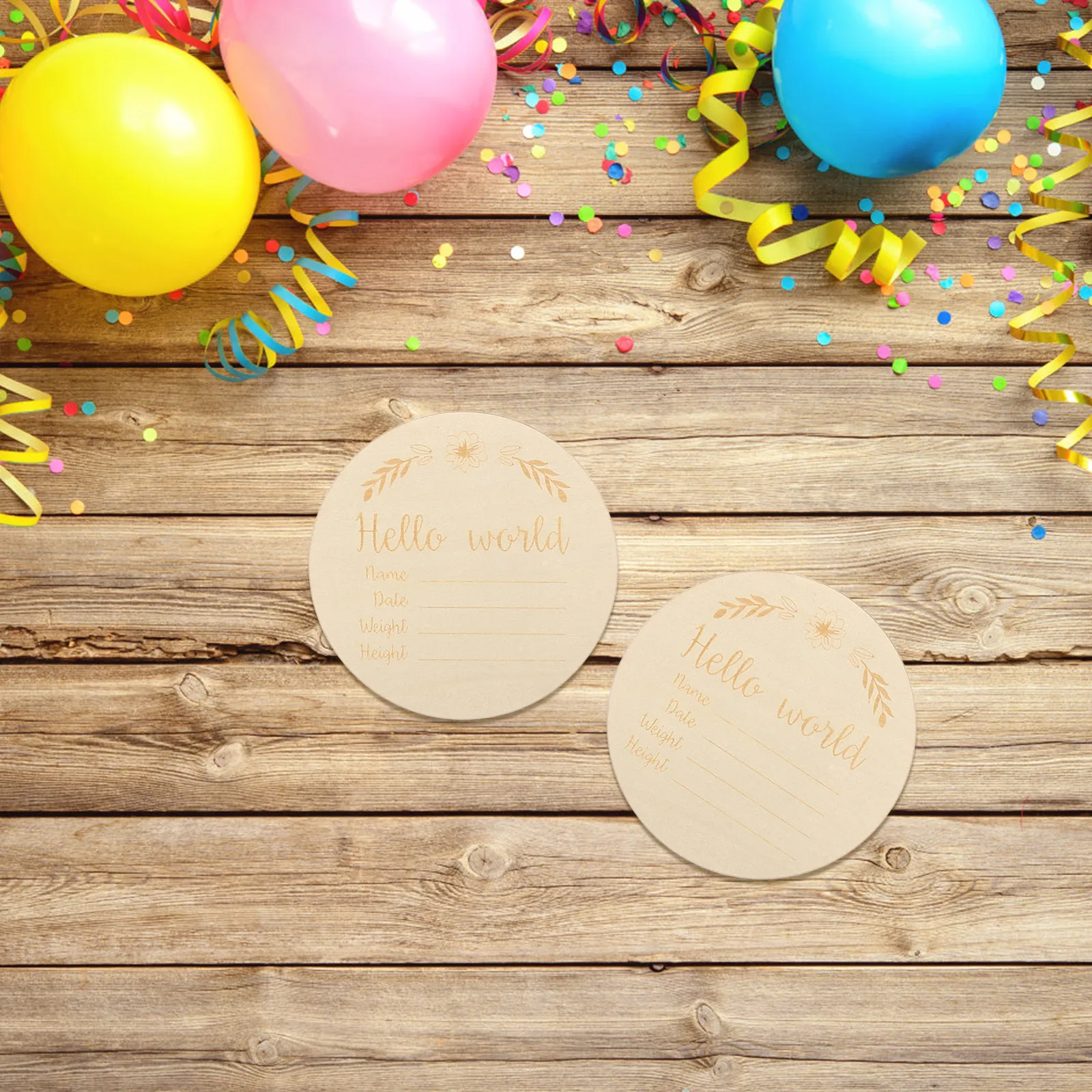 

14 Pcs Engraved Wooden Discs Baby Monthly Milestone Cards Photo Props Decor Round Chips Wafer Birth Announcement