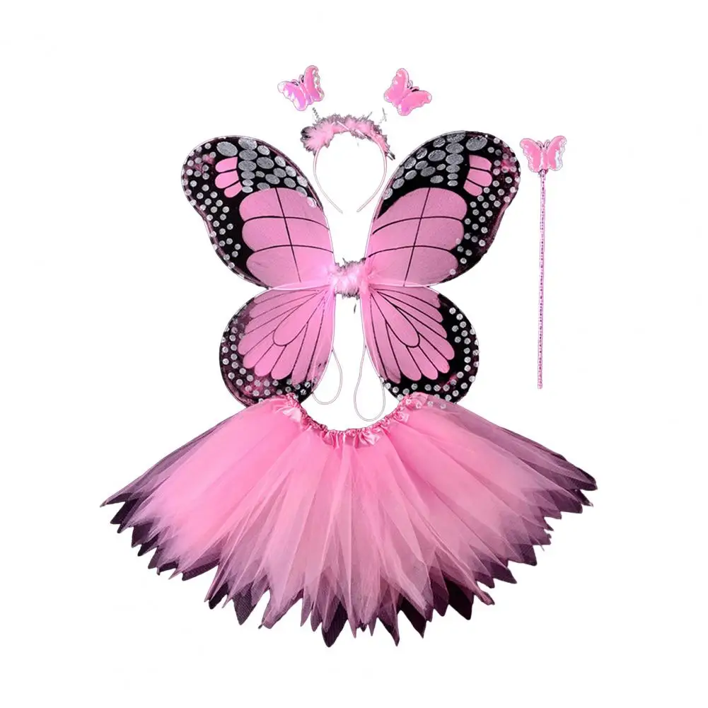 Children Game Costume Princess Style Kids Party Dress Up Fairy Costume Set with Wings A-line Skirt Children's for Simulation