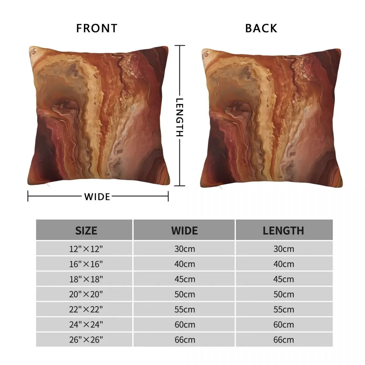 Burnt Sienna Square Pillowcase Polyester Linen Velvet Printed Zip Decor Room Cushion Cover 45x45