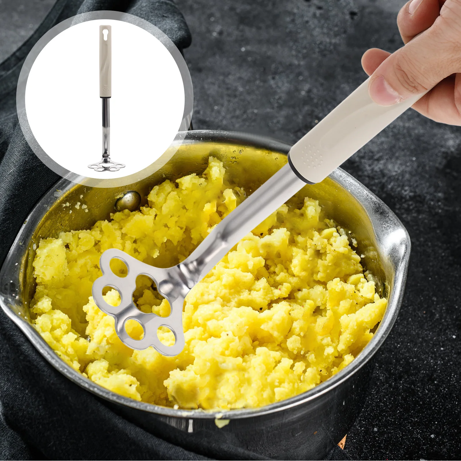 

1pcs Potato Masher Stainless Steel Heavy Duty Cat Paw Design Baby Food Crusher For Mashed Vegetables Fruits Beans Avocado Tool