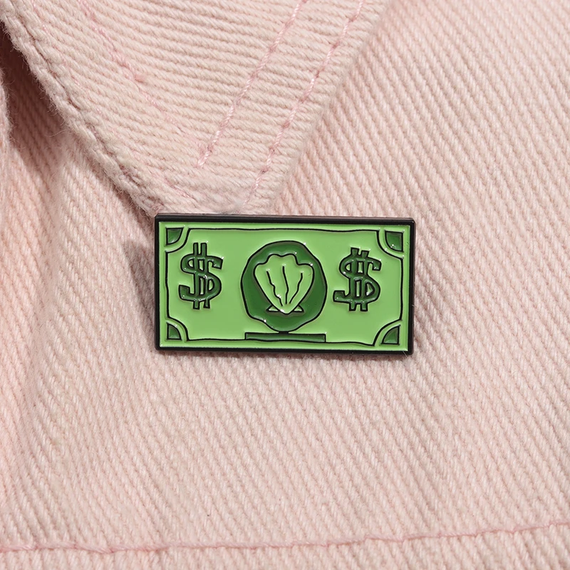 دبابيس أنيمي أوشن صدفة المينا ، دولارات كرتونية ، بروش بطاقة ائتمان نقود ، شارة طية صدر ، هدية مجوهرات للأصدقاء ، أزياء