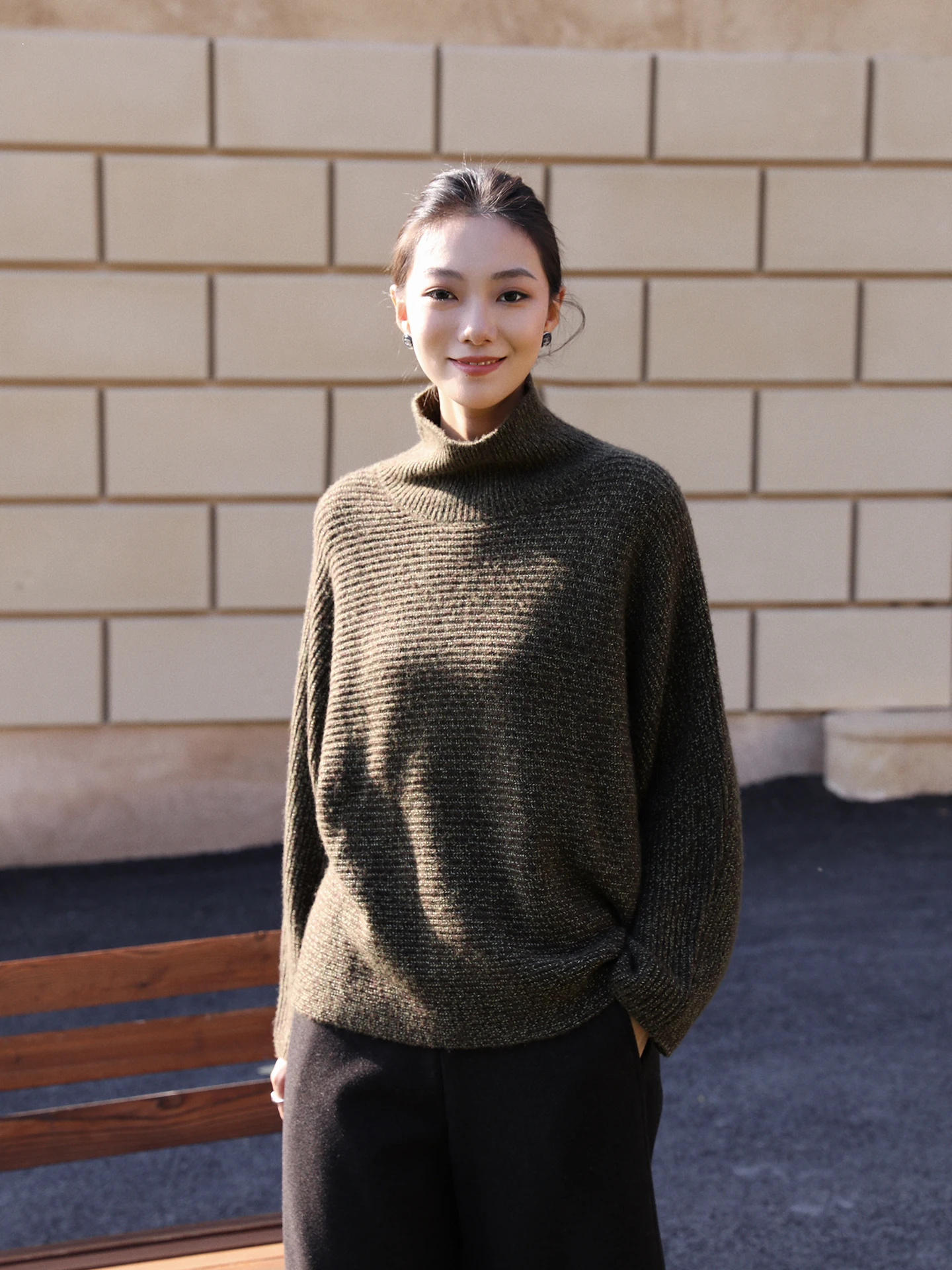 

Женский утепленный шерстяной свитер с высоким воротником, свободного кроя, однотонный, базовый слой, зимний, новый, в стиле ретро