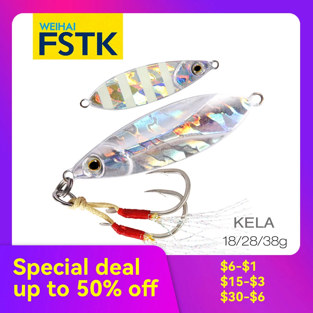 

【Special Deal】FSTK Sea Fishing Lure Metal Spoon Jigs Shore Carp Fishing Lure18g 28g 38g Crankbait Jig Spoons Wobbler Bait Pesca