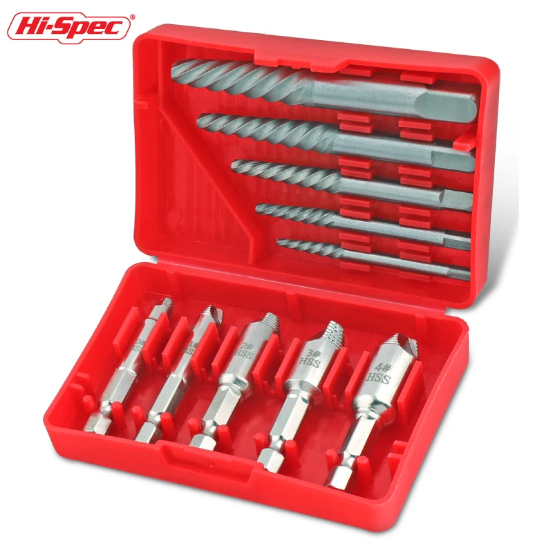 10PCS Wire Break Extractor Remover Twist Drill Bit Set Guillotine Conventional TipSteel HSS Drill Wood Tool Set Red Plastic Box