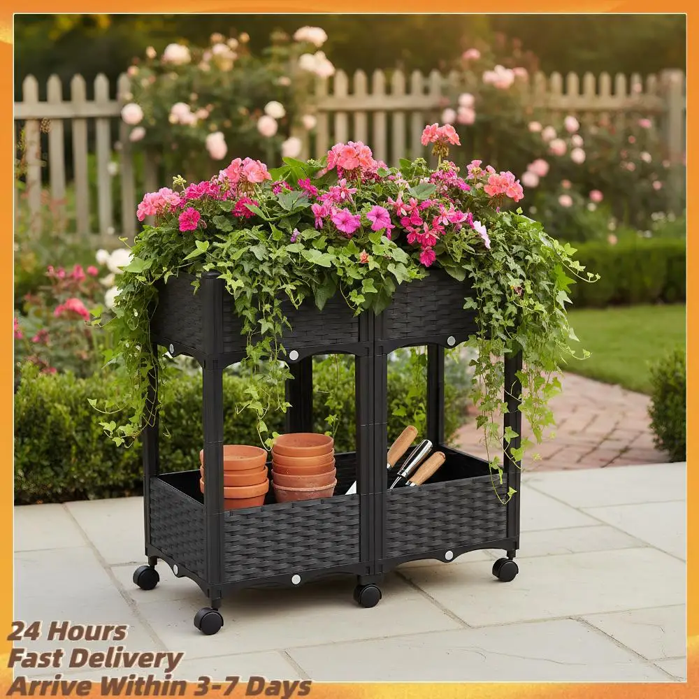 

Приподнятая грядка на колесах для уличных растений (B)