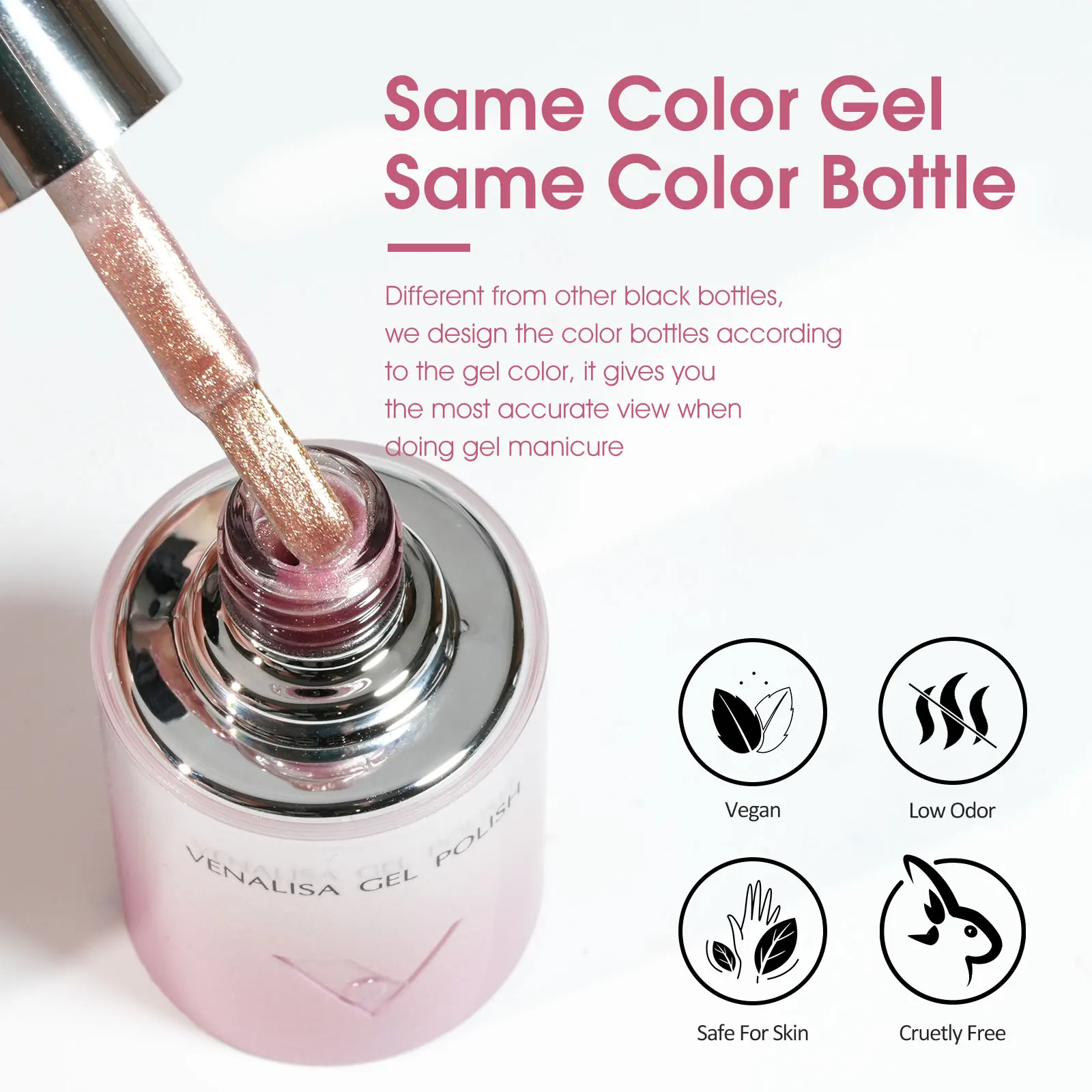 Venalisa Cat Eye Gel Nagellack Set Magnetischer Effekt Schimmerndes Nagelgel Set Hochpigmentiert Abziehbarer UV LED Nagelkunst Maniküre 10ml x 5 Stück – Detail 25