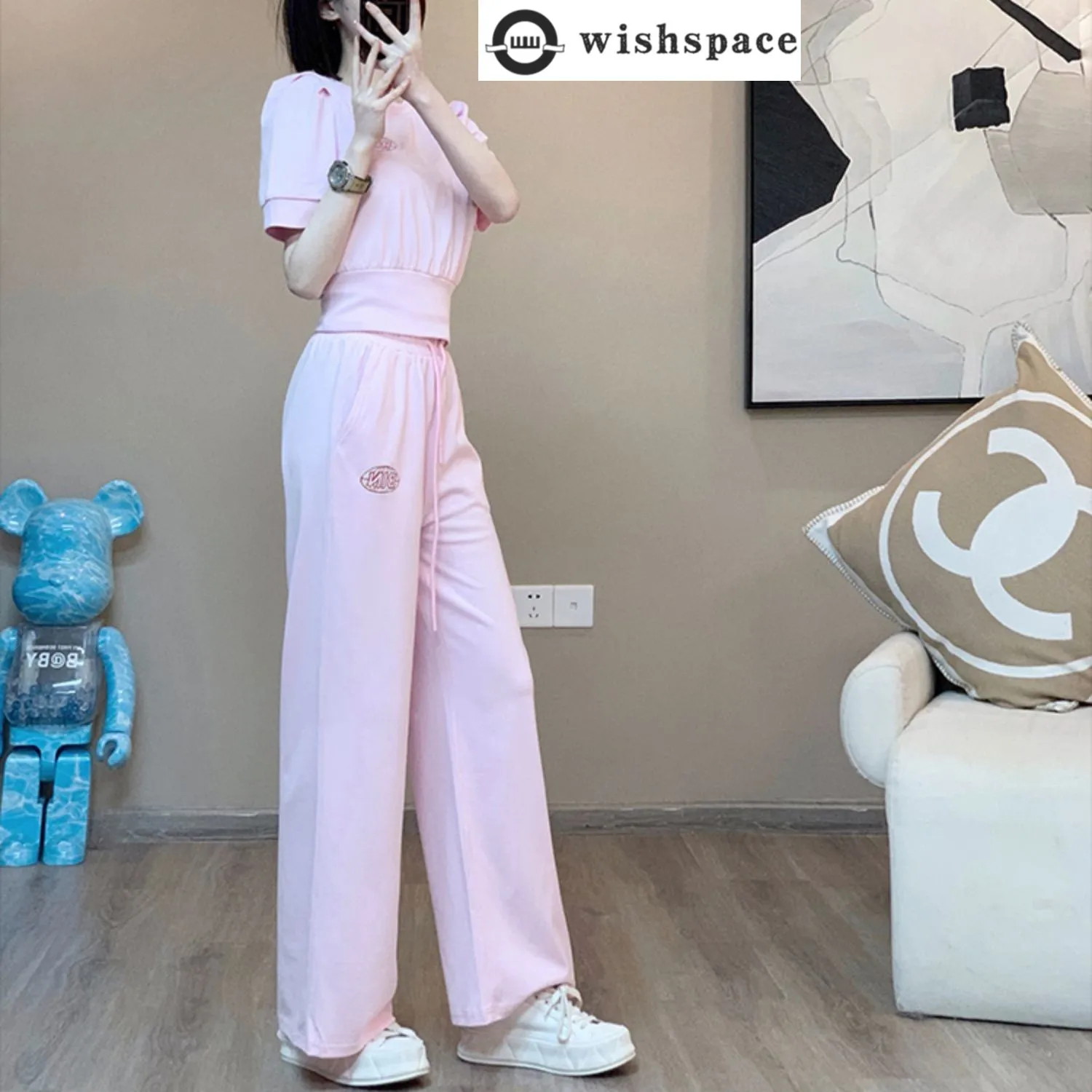 

Sports Suit Women's Summer Korean Version Casual Fashion Western-style Wide Leg Pants Elegant Women's Two-piece Set