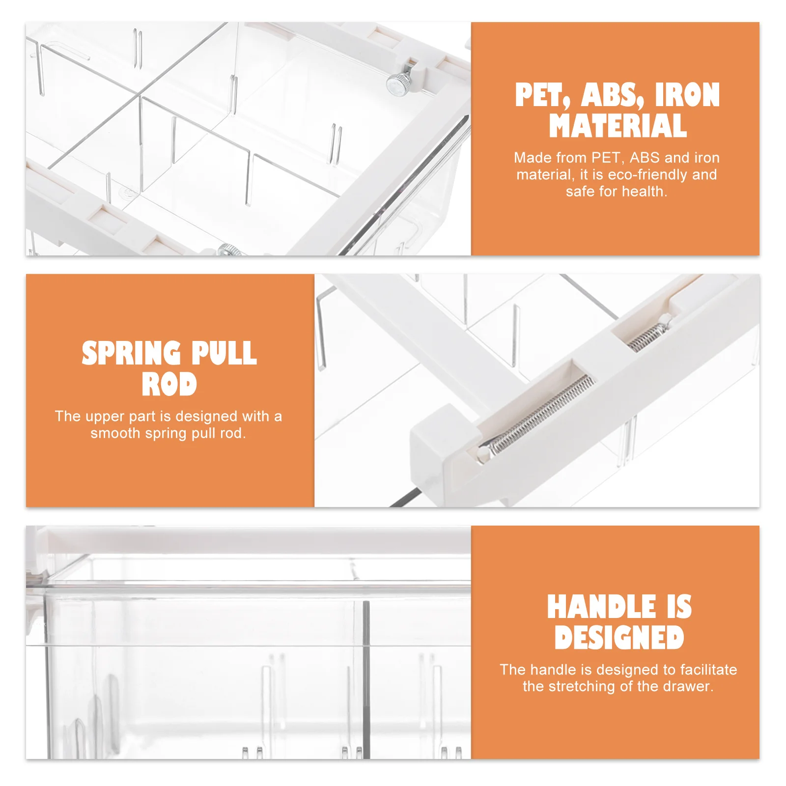 

1Pcs Transparent Pet Refrigerator Drawer Storage Box Large Capacity Eco-Friendly ABS Iron Material Odorless Vegetable