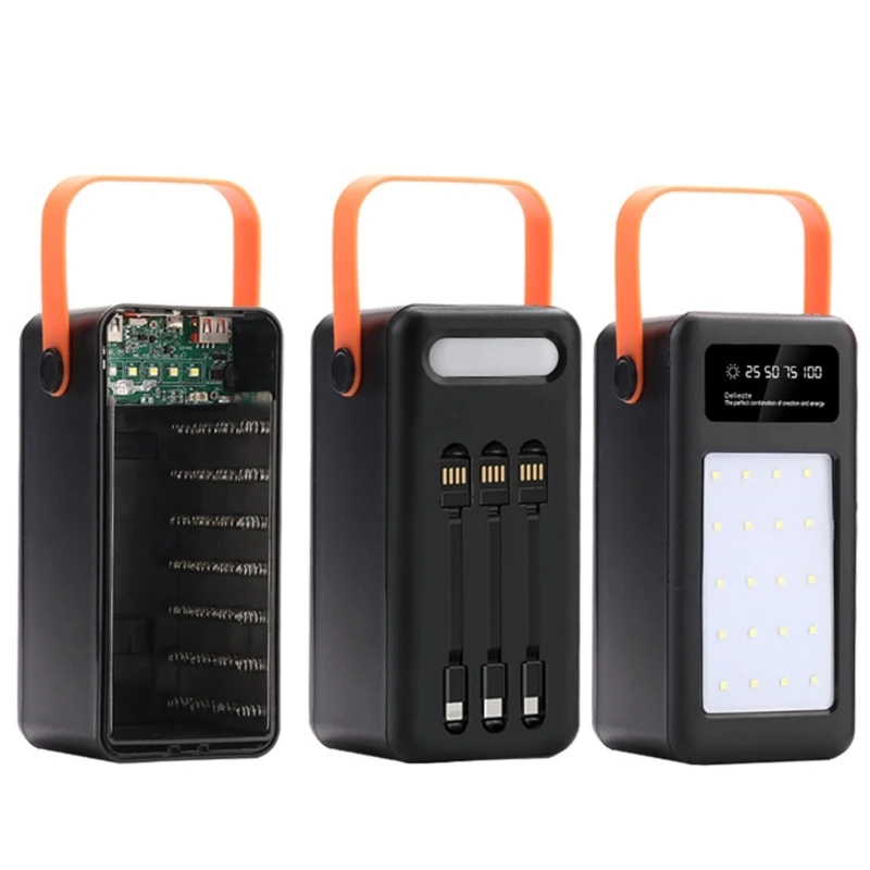 QC3.0 5V USB 28x18650 Fast Charging Battery Storage DIY Power Bank Case With Digital Display Screen Mobile Phone Charger Holder