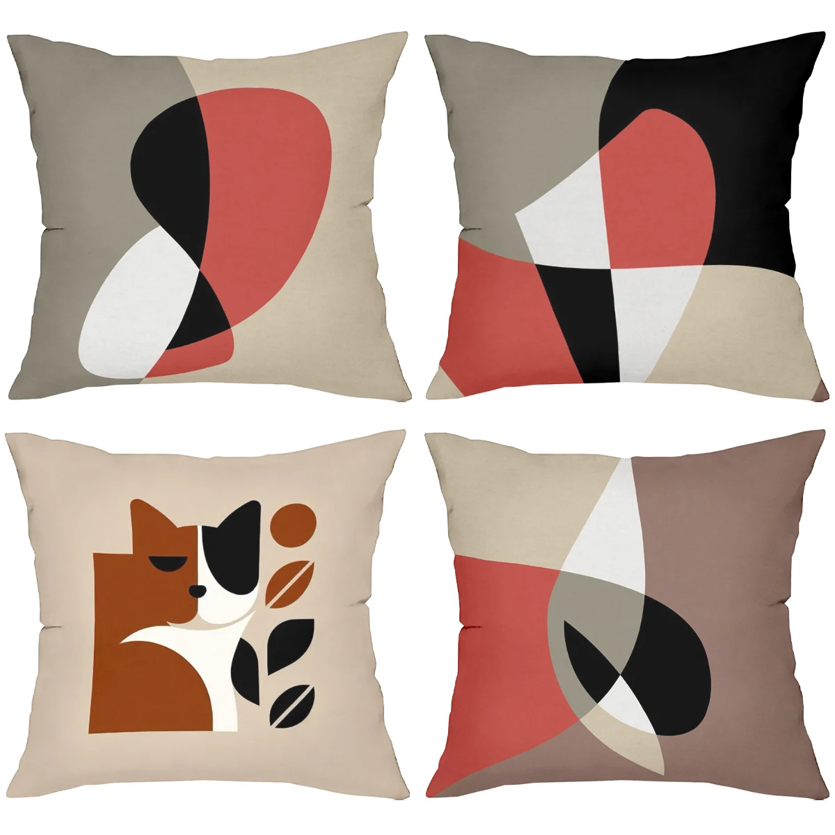 Modern Geometric & Cat Pattern Decorative Cushions Polyester pillowcase, sofa decorative cushion cov Headboard Pillow