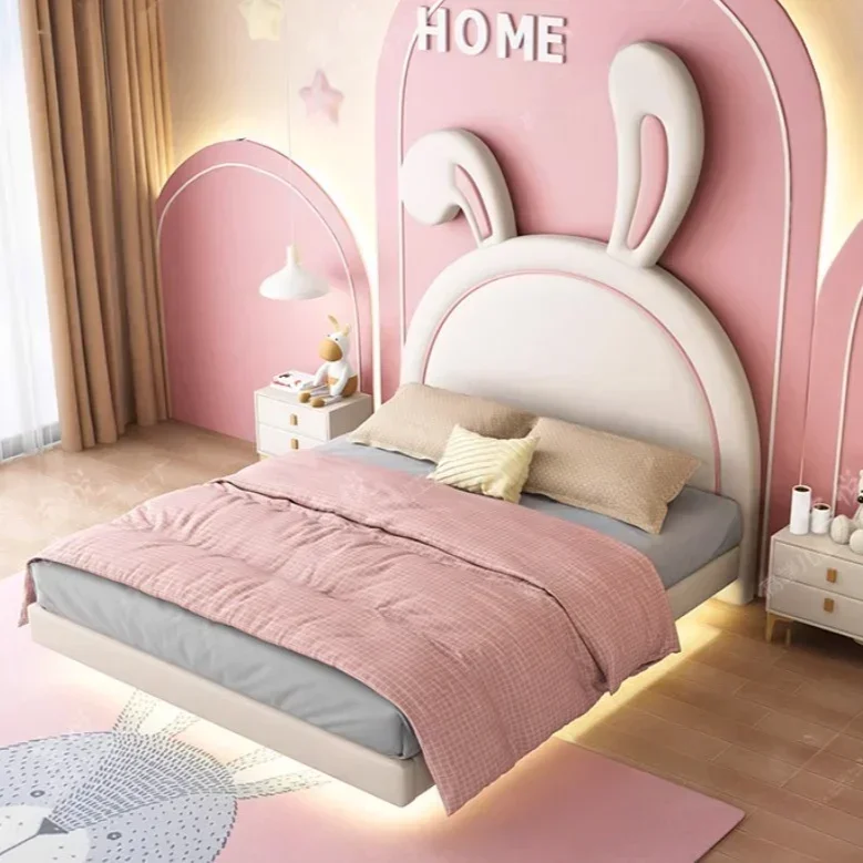 Pretty White Girls Childrens Bed Frame Animal Shape Luxury Princess Bed Loft Comferter Cama Infantil Bedroom Set Furniture