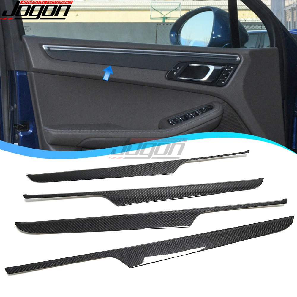 Carbon Fiber For Porsche Macan T S GTS Turbo 2014-2022 Car Interior Inner Door Panel Cover Decoration Molding Strip Accessories